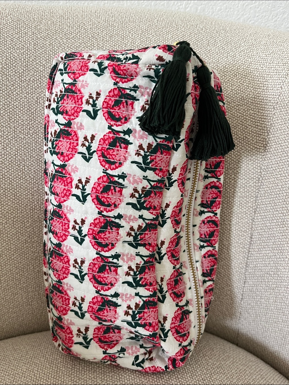 Anthropologie Quilted Floral Zip Pouch
